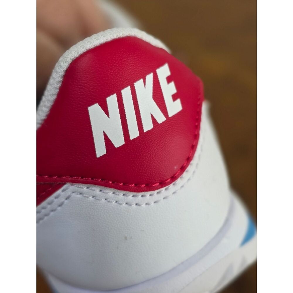 Nike Cortez Leather Forrest Gump Kids Shoes White Red Blue Size 2.5Y Brand New - Picture 15 of 16